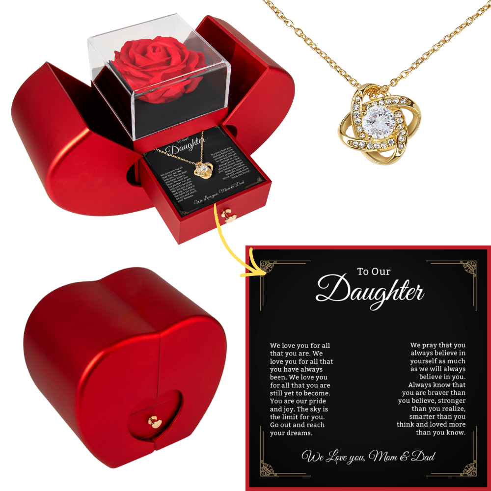 To Our Daughter - We Love You, Mom & Dad - Love Knot Necklace