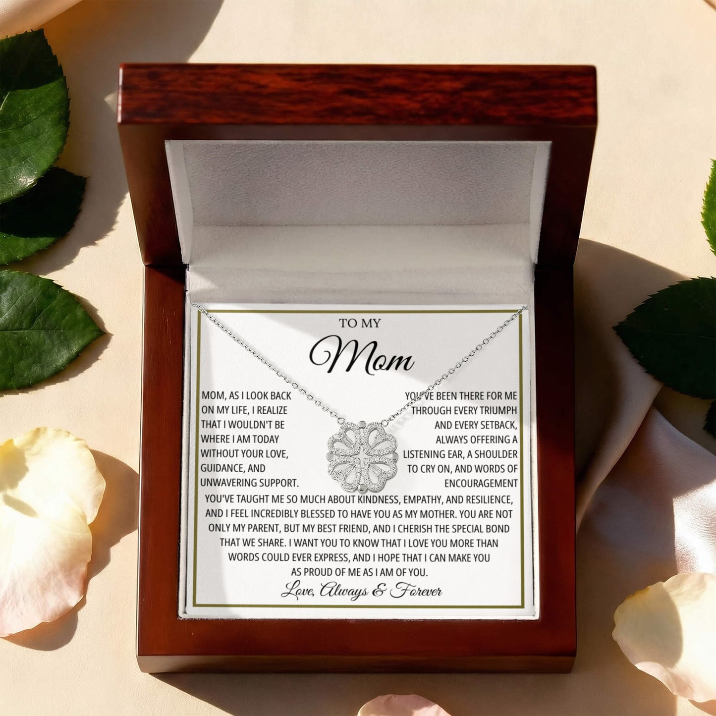 Mom Necklace for Women With Heartfelt Message & Gift Box