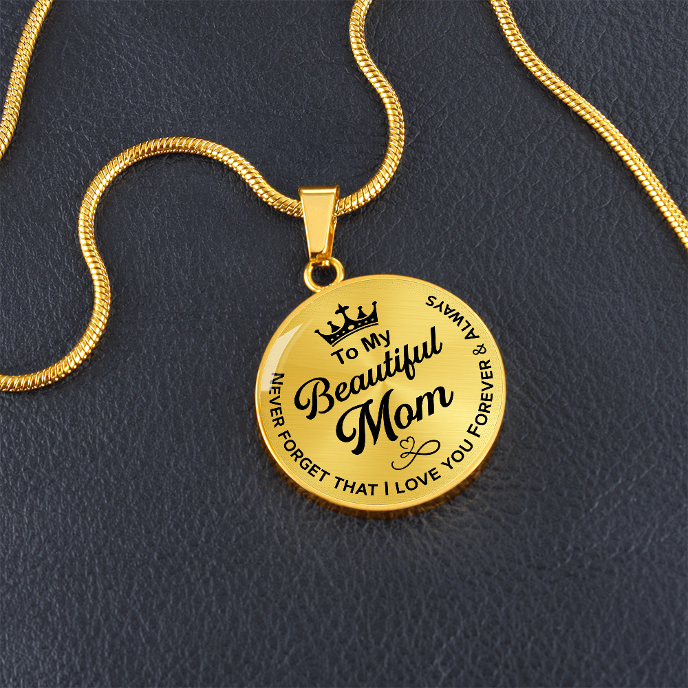 Mothers Day Mom Necklace, Circle Pendant Necklace, Sterling Silver Circle Pendant Necklace.