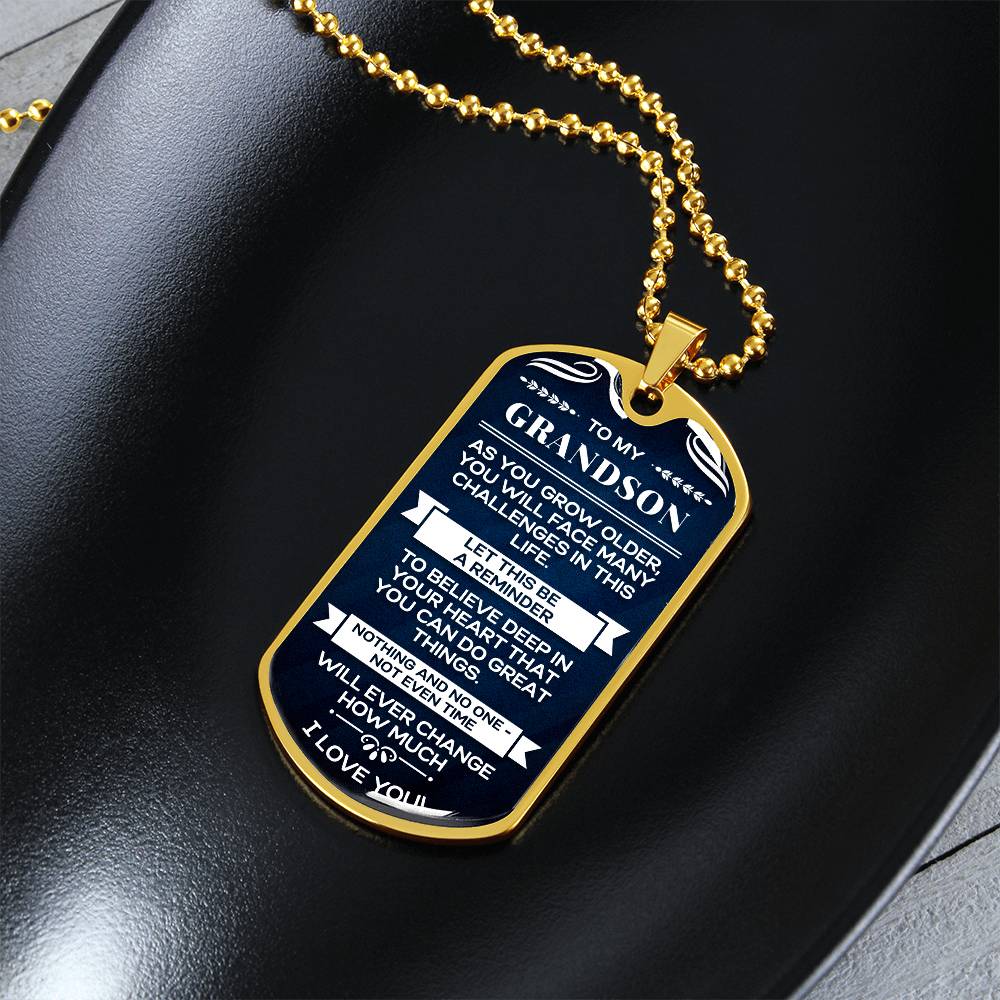 Grandson Gifts From Grandma or Grandpa, To My Grandson Gifts, Men's Jewelry, Military Dog Tag, Necklace For Him