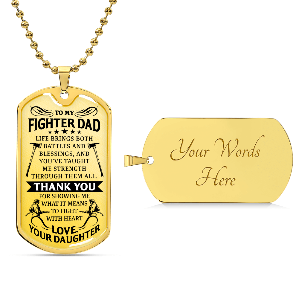 To My Firefighter Dad Dog Tag Necklace Gifts, Custom Dog Tag Necklace Gifts for Dad, Necklace for Dad, Dad Birthday gifts