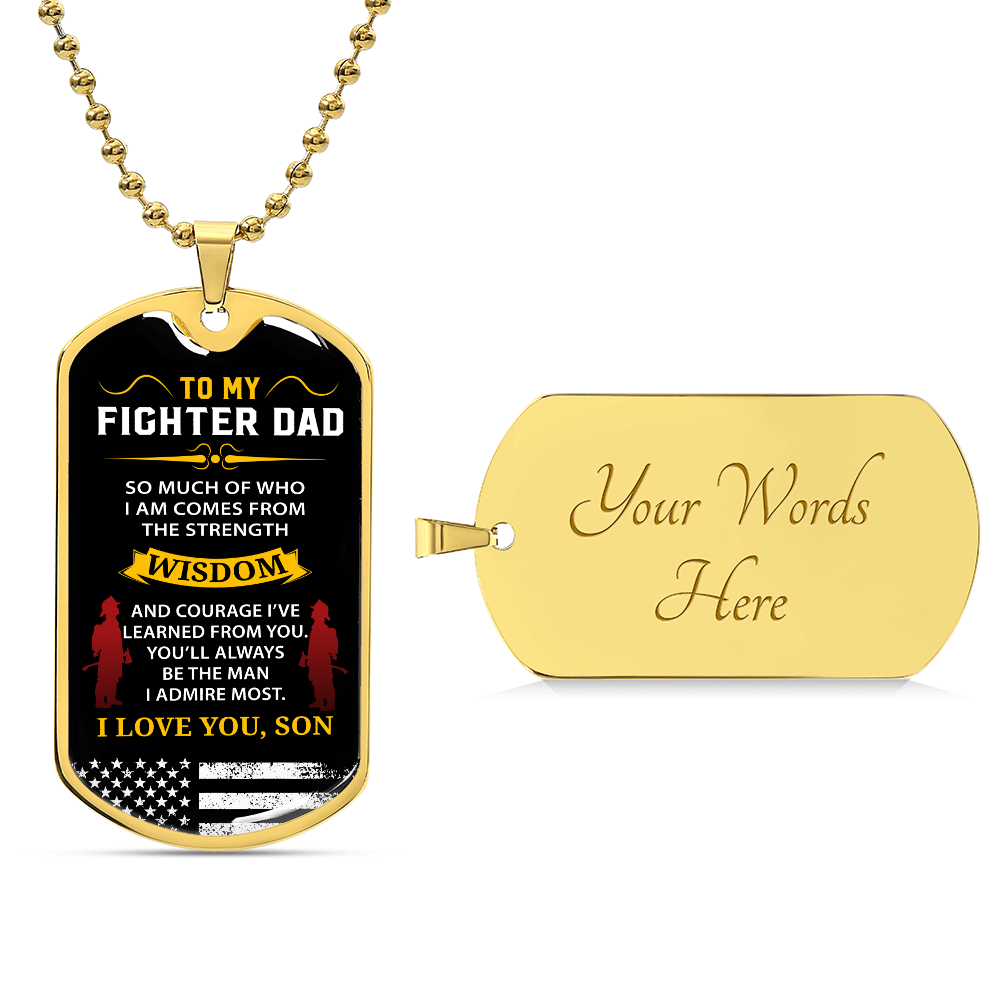 Firefighter Dad Dog Tag Necklace Gifts, Father's Day or birthday gifts for Dad, Custom Dog Tag Necklace Gifts for Dad, Brave Dad Gifts
