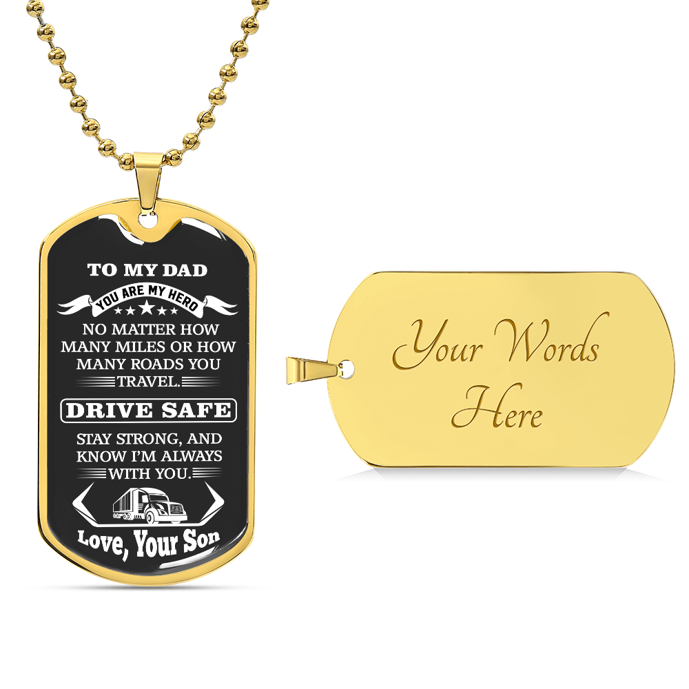 Truck Driver Dad Dog Tag Necklace Gifts, Best Gifts for Dad, Necklace Gifts for Dad, Father's Day or birthday Dad Gifts, Jewelry for Dad, To My hero Gifts