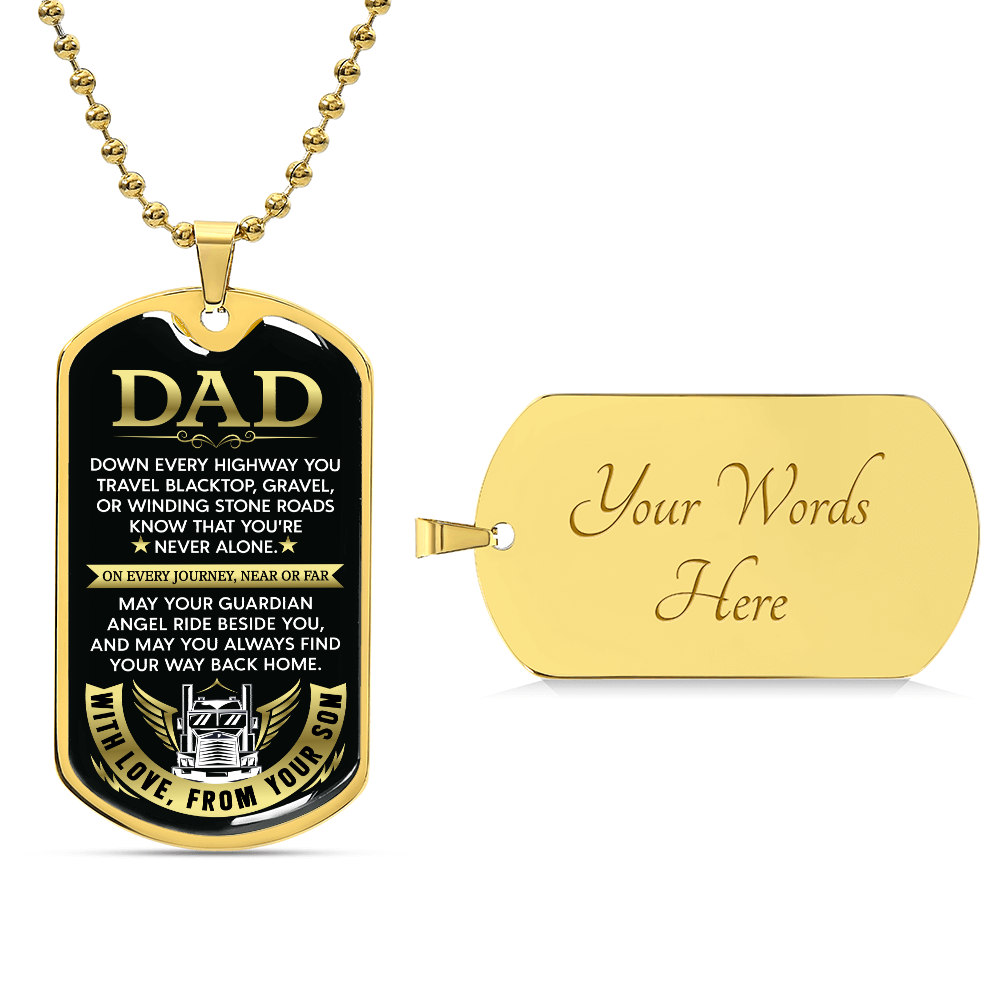 To My Truck Driver Dad Dog Tag Necklace Gifts, Best Gifts for Dad, Necklace Gifts for Dad, Jewelry for Dad, Father's Day or birthday gifts for Dad