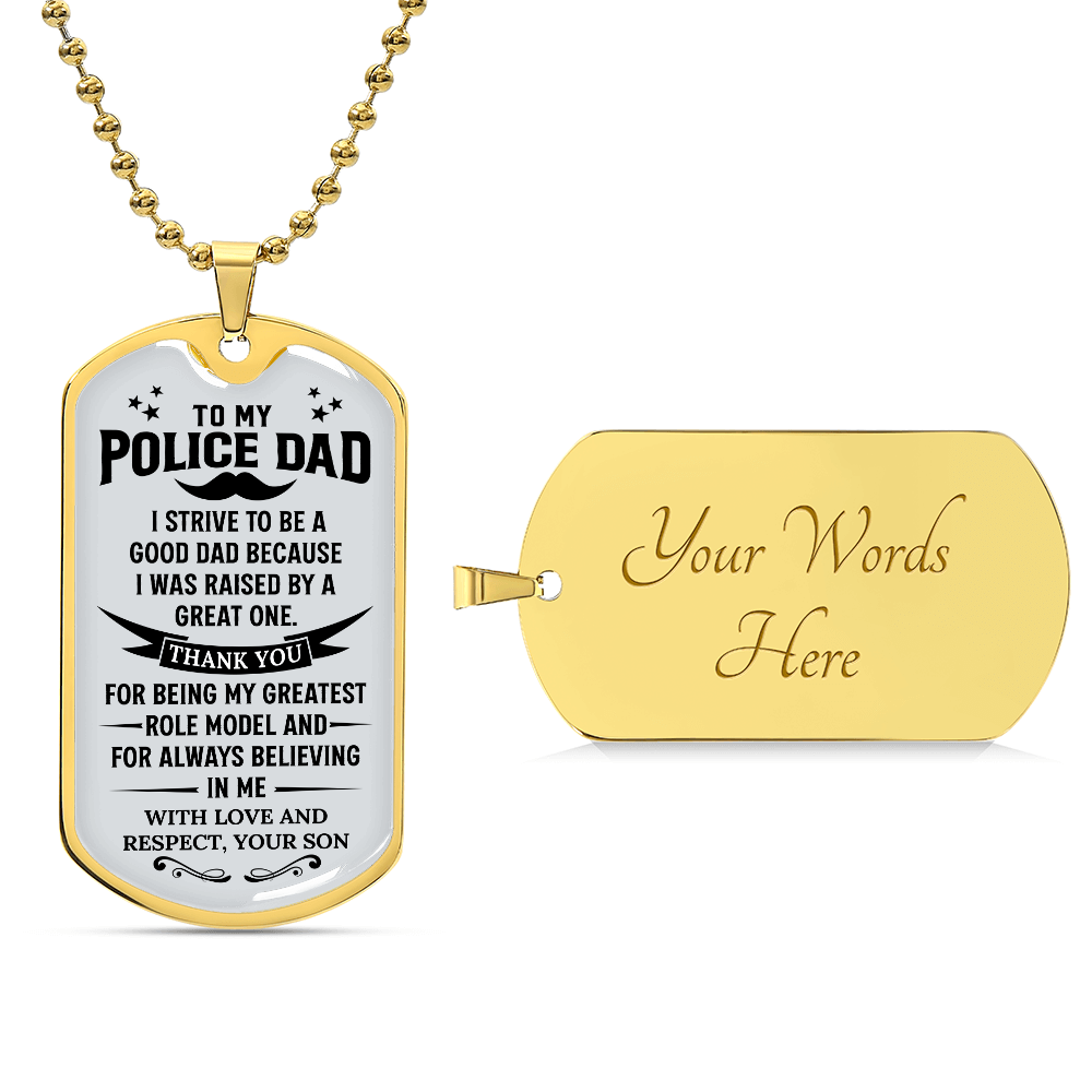 Best Police Officer Dad Dog Tag Necklace Gifts, Gifts for Dad from Son & Daughter, Jewelry Gifts for dad, Dad father's day Gifts