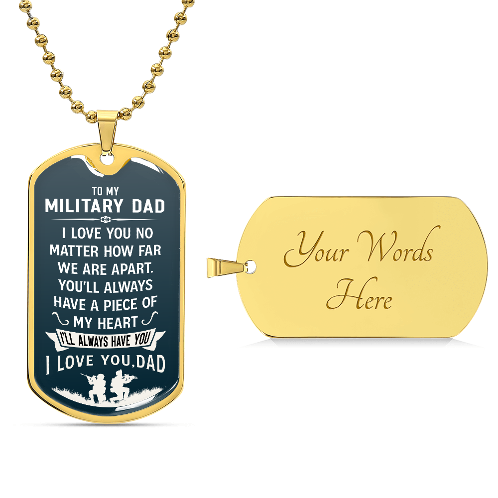 To My Military Dad Dog Tag Necklace Gifts, Father's Day or birthday Gifts for Dad, Luxury Gifts for Dad, Dad Gifts from son or daughter