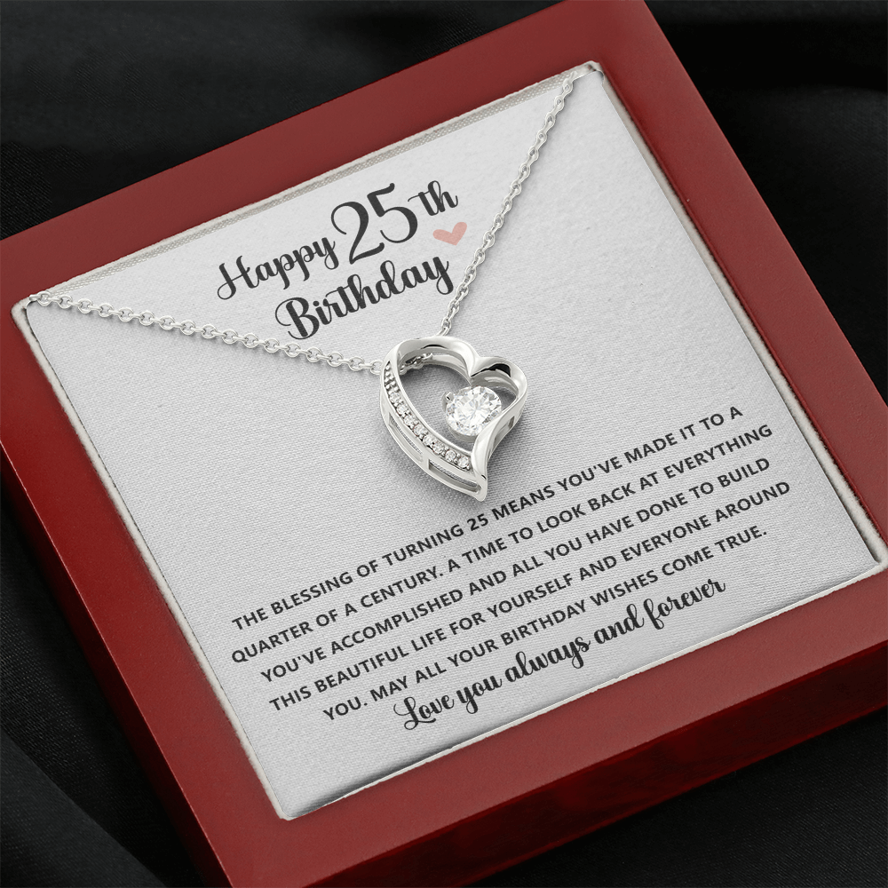 Happy 25th Birthday Necklace Gift for 25 Years old Woman