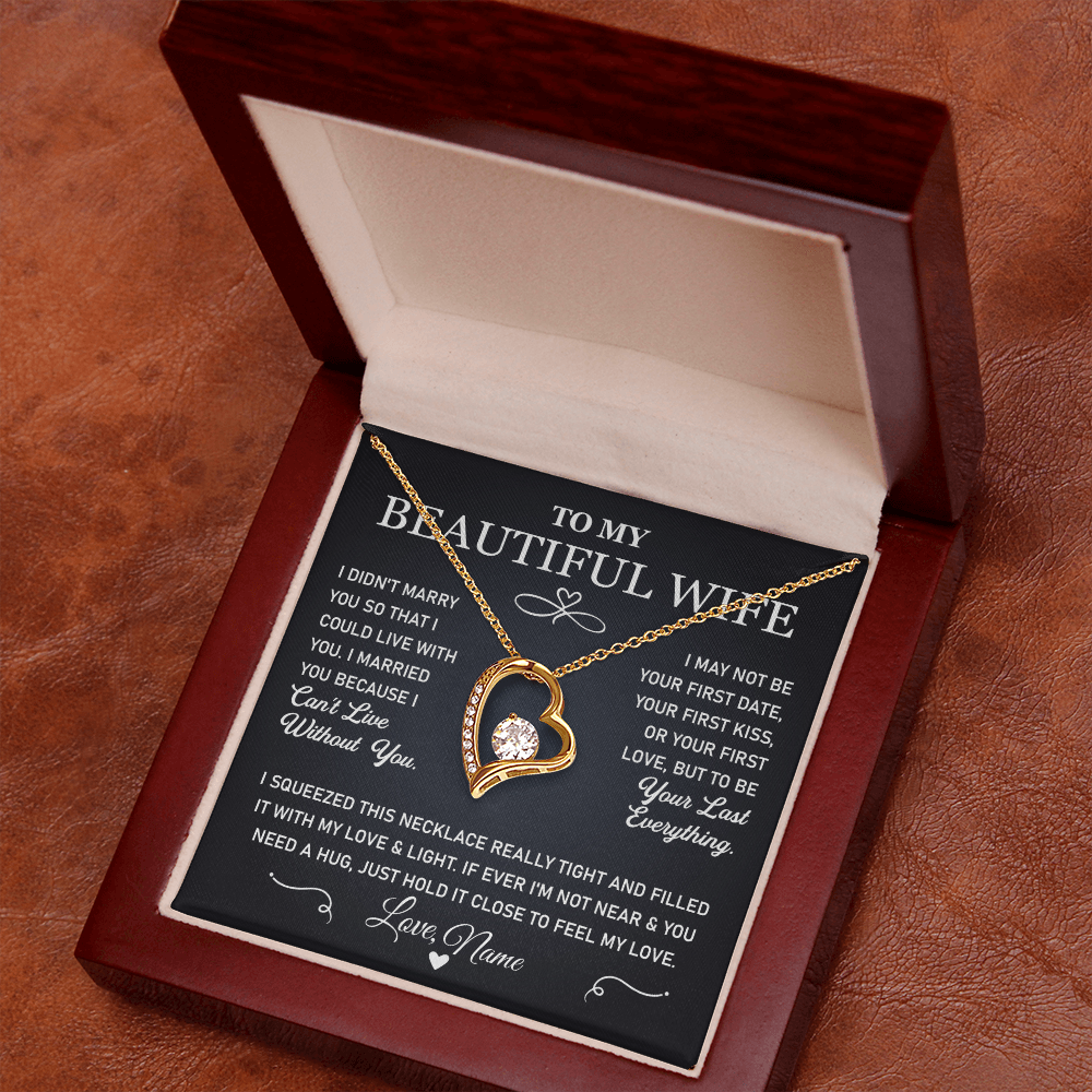 To My Wife Necklace from Husband – Anniversary or Valentine's Day Gift with Message Card & Gift Box – Custom Message Card With Necklace - Romantic Jewelry for Her