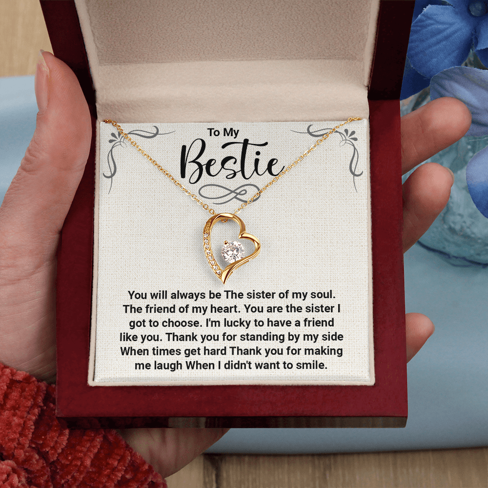Forever Love Necklace for Bestie – Thank You for Always Being There & Making Me Smile