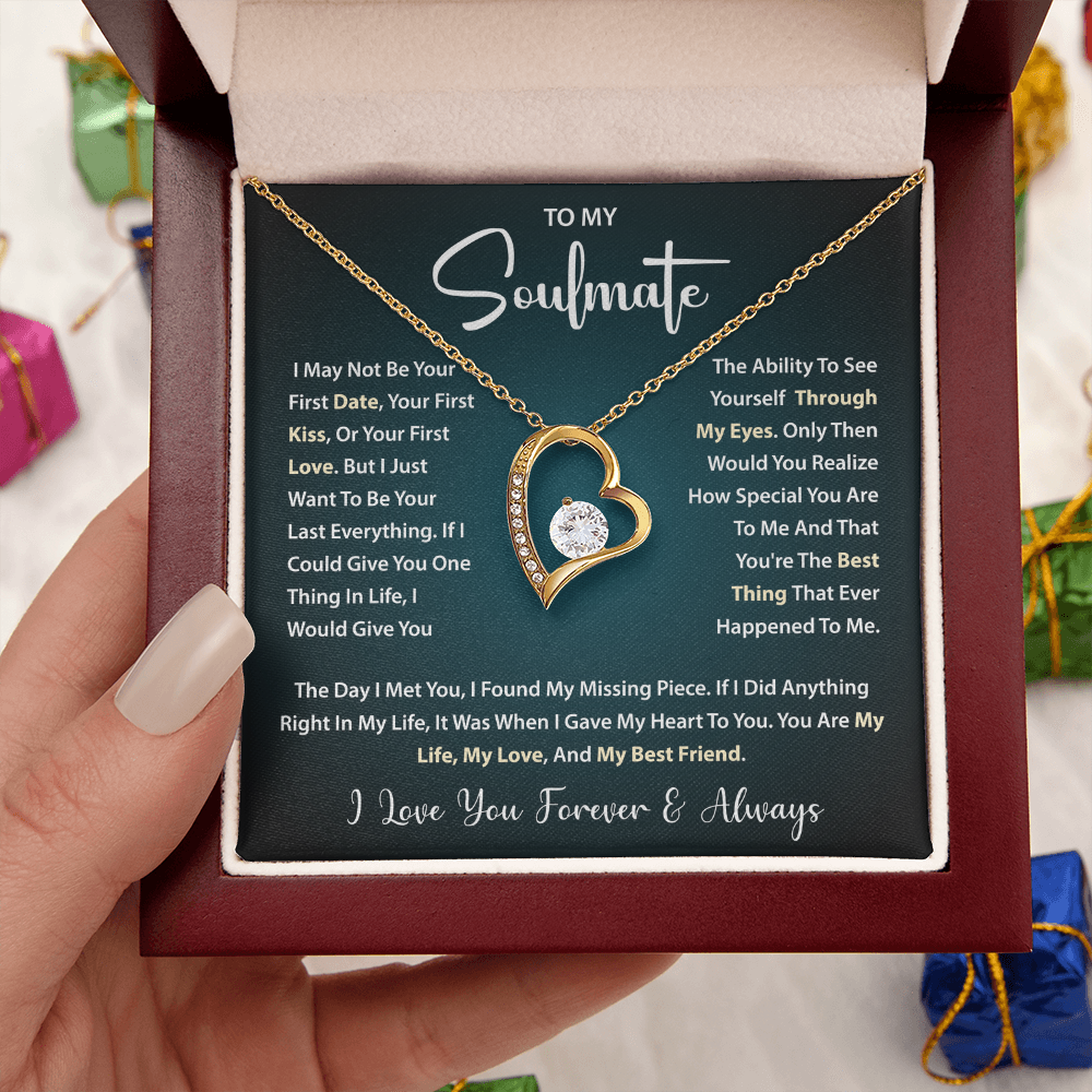 Forever Love Necklace Gift for My Beautiful Soulmate, Gift for Her With Message Card