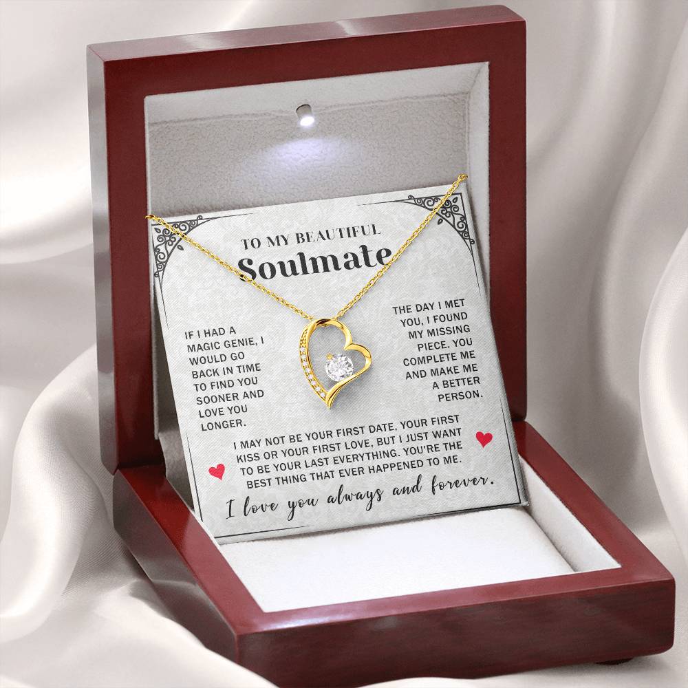 To My Soulmate Forever Love Necklace You Complete Me & Make Me A Better Person