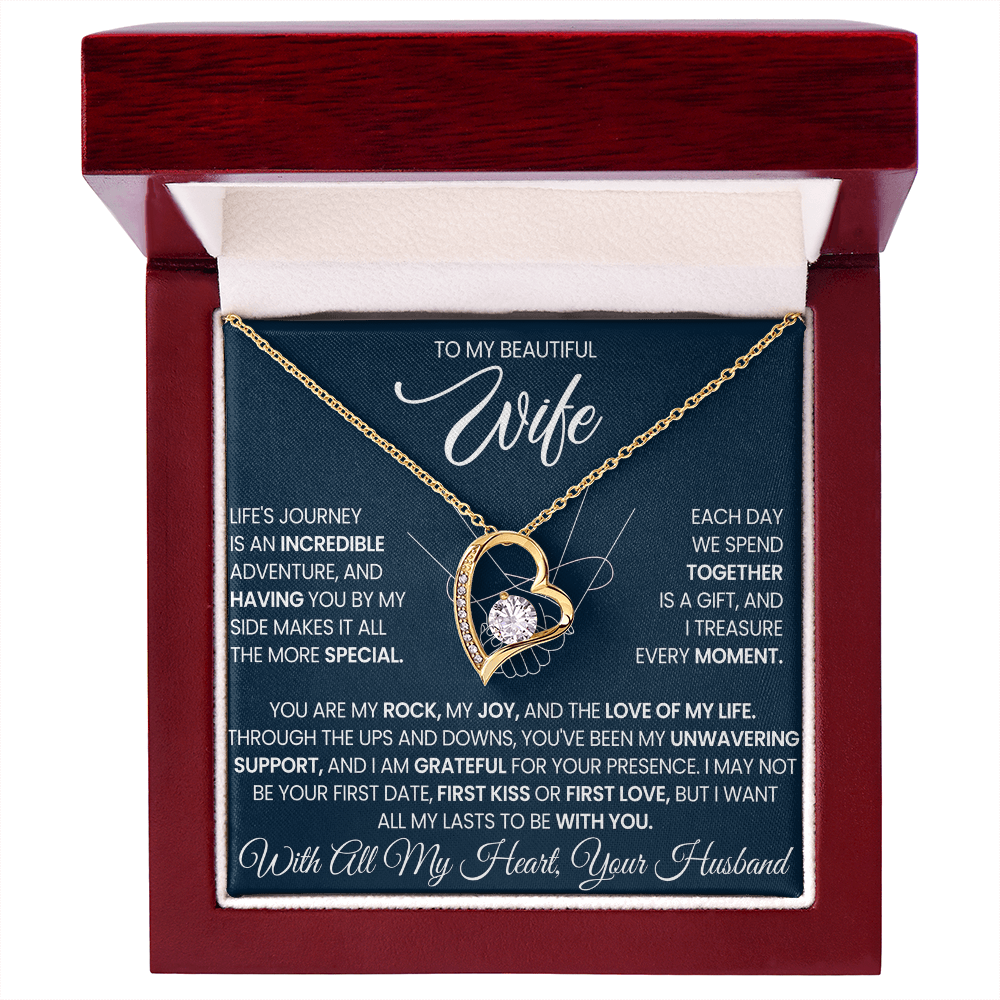 To My Wife Forever Love Necklace With Heartfelt Message & Gift Box