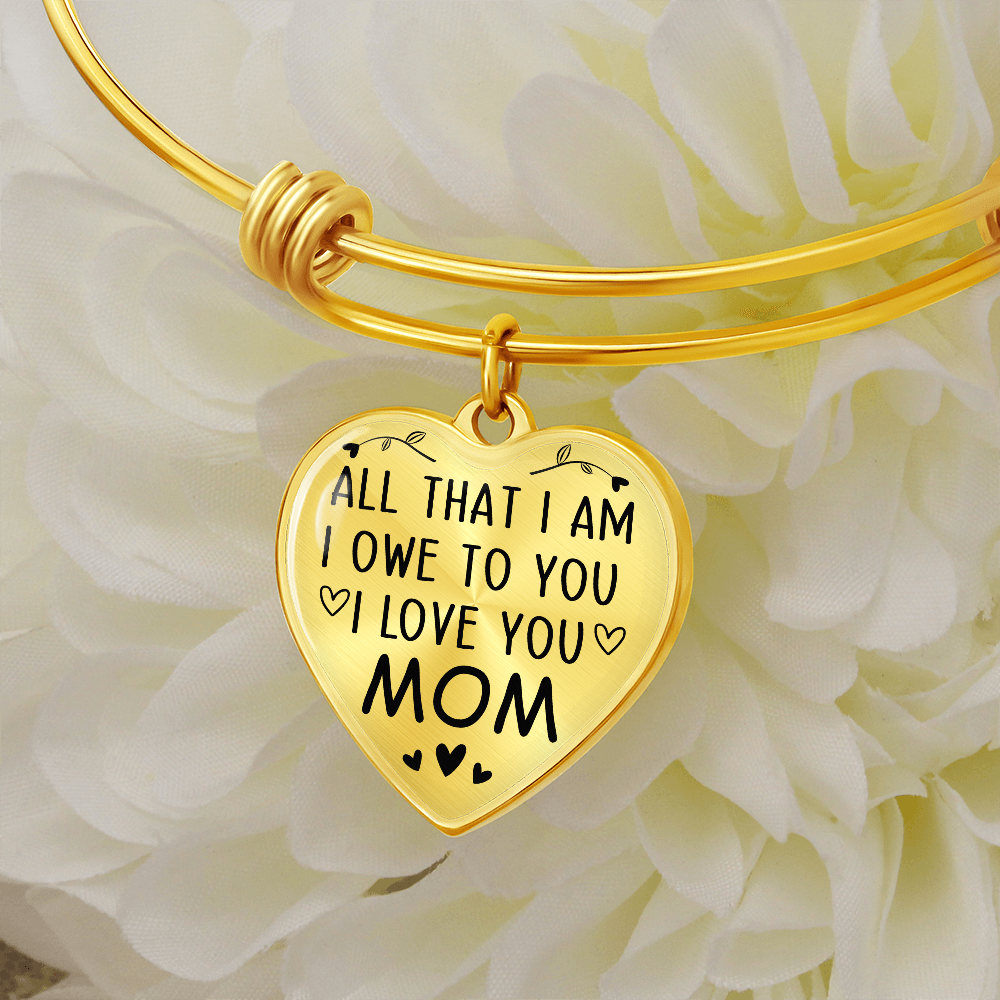 Bangle Bracelet with Hearts | Mother's Love Bangle Bracelet, Circle Bangle Bracelet.