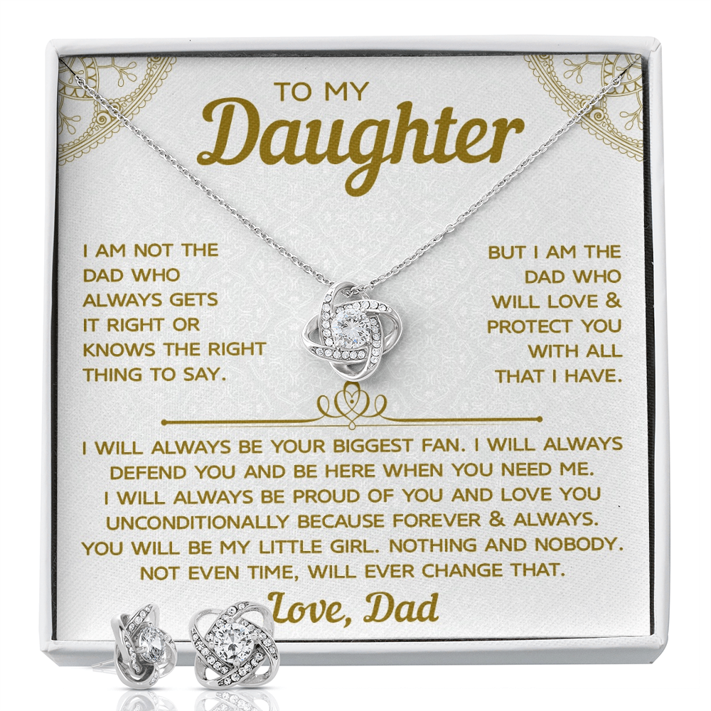 To My Daughter – Love Knot Necklace & Earring Set, A Heartfelt Gift from Dad