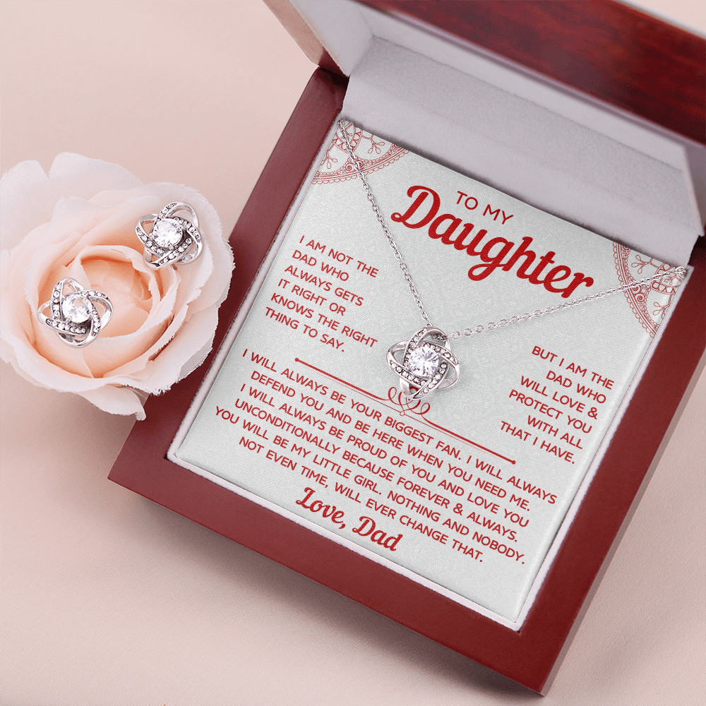 To My Daughter – Love Knot Necklace & Earring Set, A Timeless Gift from Dad