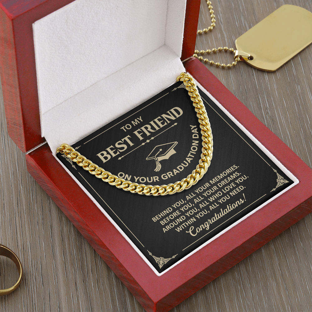 Best Friend Graduation Gift for Him - Cuban Chain Necklace - Personalized Gift Idea