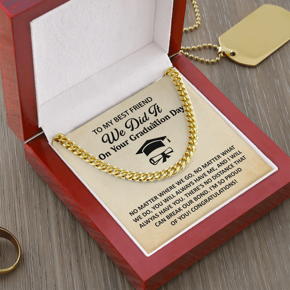 Best Friend Gifts for Graduation - Cuban Link Chain Necklace - Personalized Gifts for Him