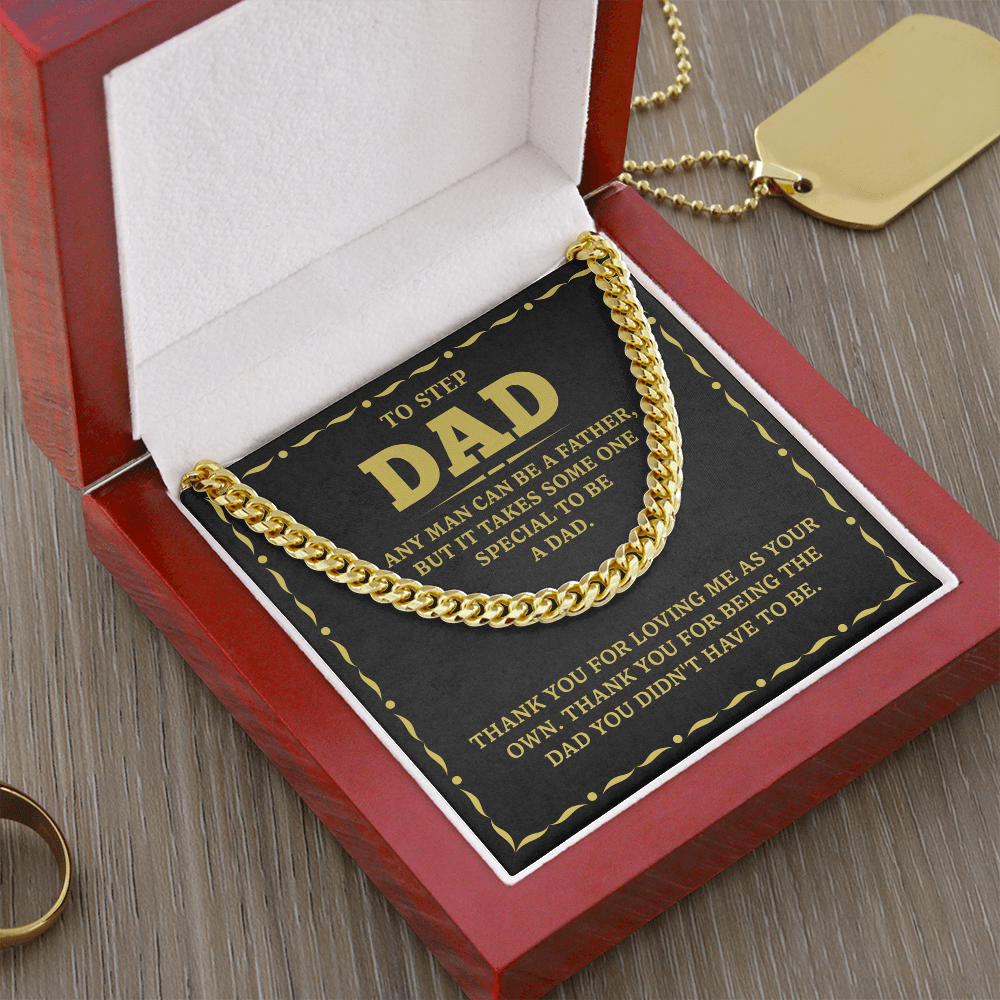 Stepdad Father's day Gifts for Stepdad, Cuban Chain Necklace Gifts for Bonus Dad, Birthday Gifts for Step Dad