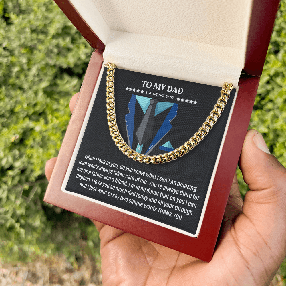 To My Dad Gift Cuban Chain Necklace, Men's Jewelry for Father
