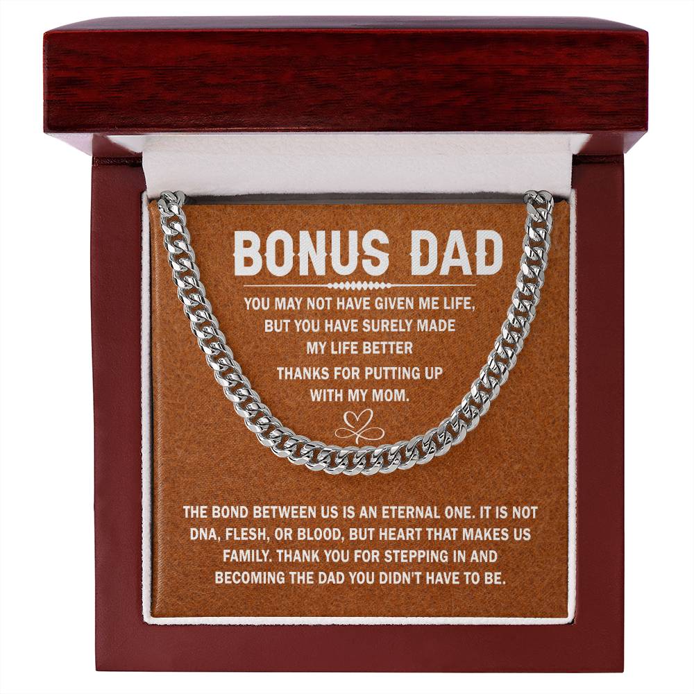 Father's Day Best Cuban Chain Necklace gifts for Stepdad from son, Bonus Dad Gifts, Christmas Gifts for Stepdad