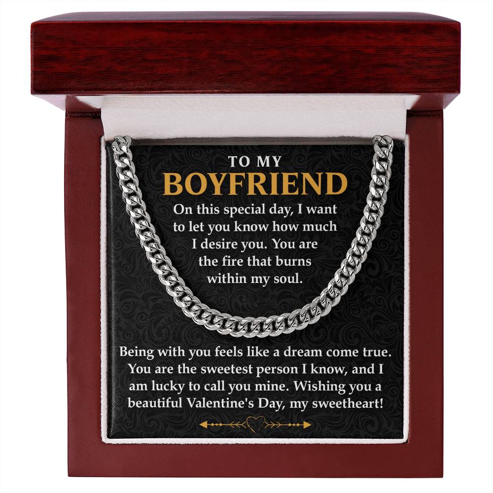 To My Boyfriend – Cuban Link Chain, Passionate Valentine's Day Gift, Celebrate Our Love and Forever Bond