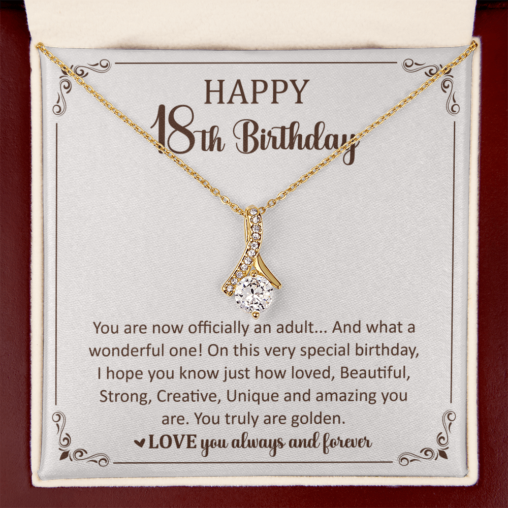 Happy 18th Birthday Necklace for Her With a Heartfelt Gift Box