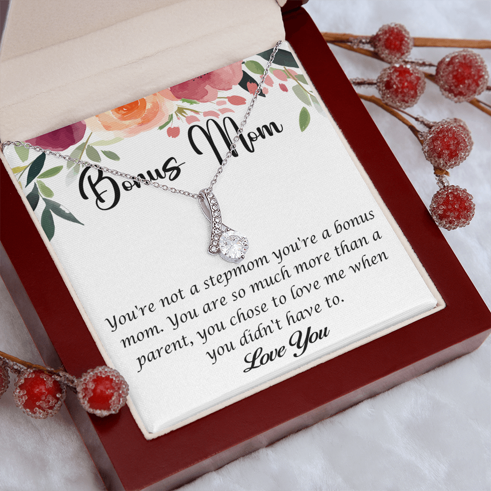 Bonus Mom Alluring Beauty Necklace – Stunning Jewelry Gift with Sparkling Gemstone
