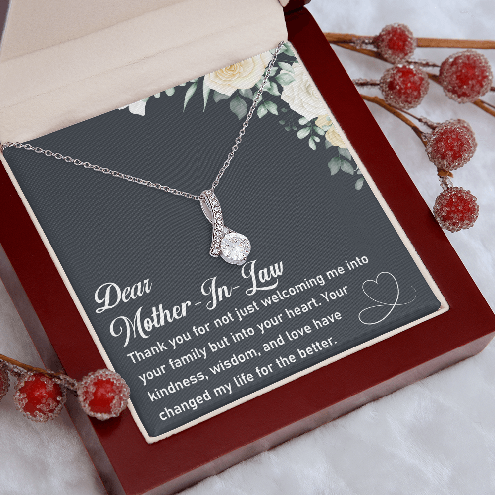 To My Mother-in-Law – Alluring Beauty Necklace with Heartfelt Message, Meaningful Gift for Mother-in-Law