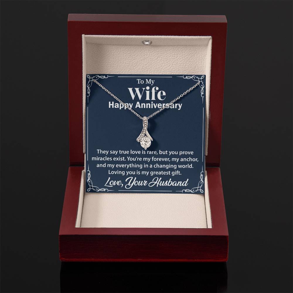 Necklace with Heartfelt Message for Wife, Alluring Beauty Keepsake Jewelry, Unique Gift from Husband to Honor Your Love