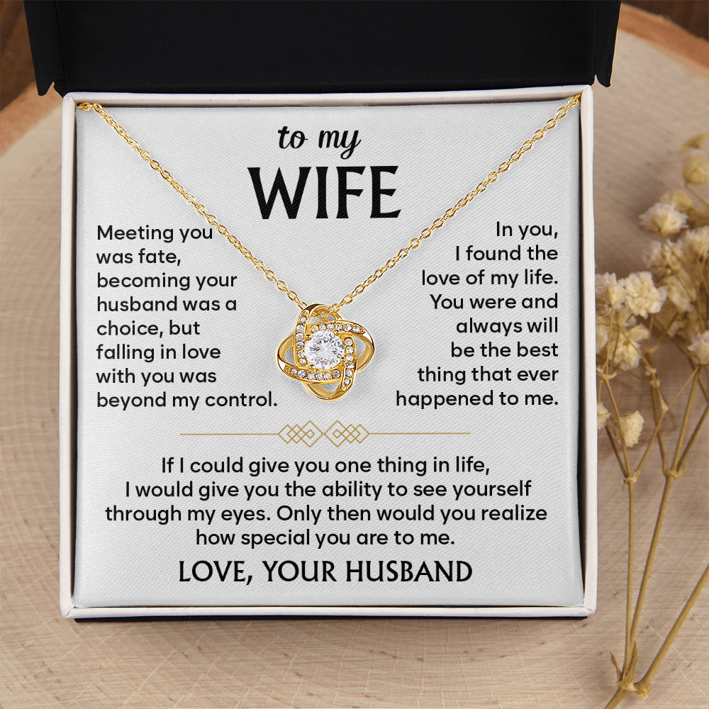 To My Wife - Your Smile Makes My World Brighter - Love Knot Necklace