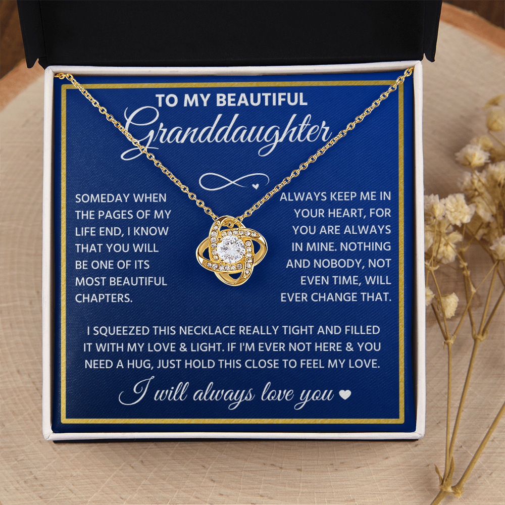 To My Granddaughter - Feel My Love - Love Knot Necklace