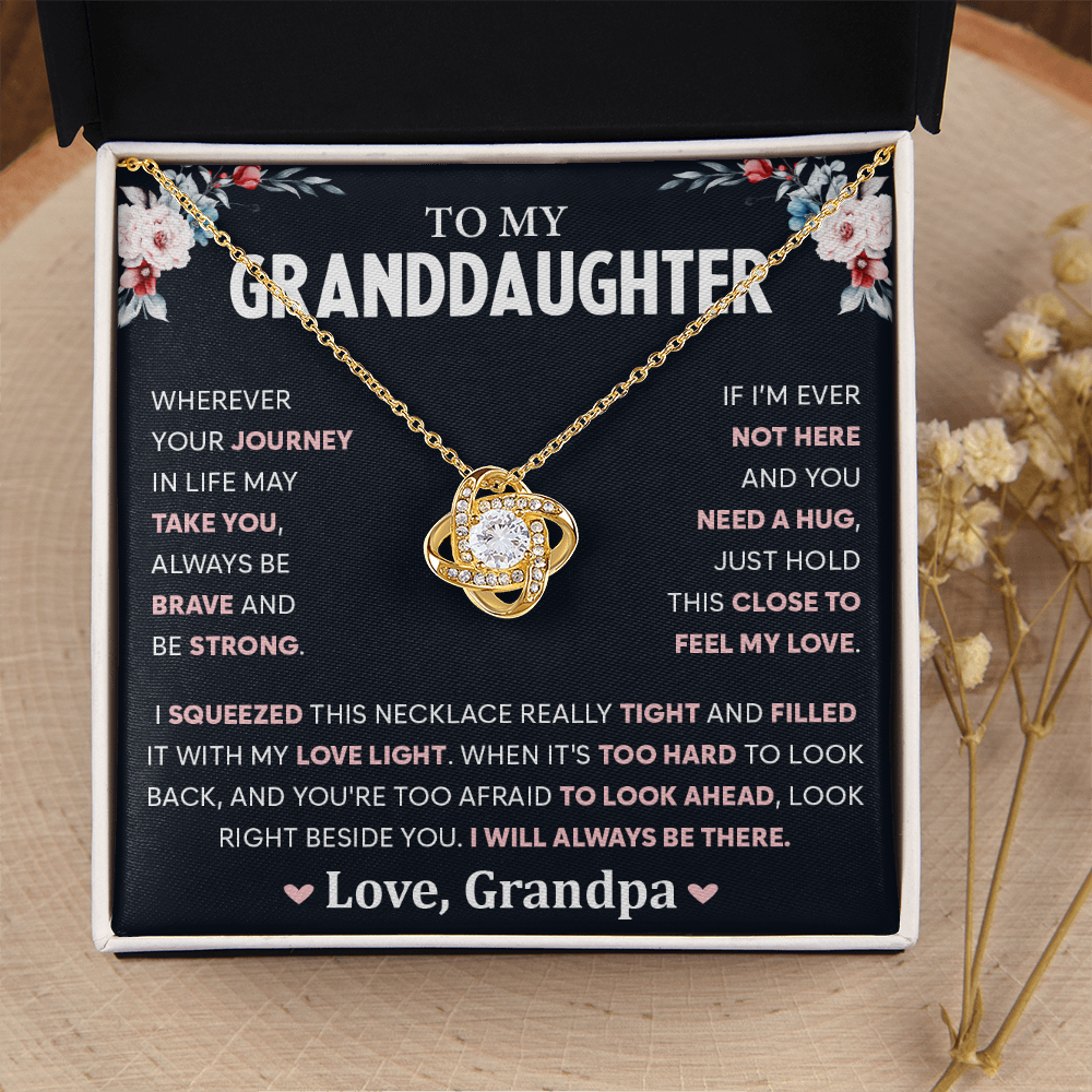 To My Granddaughter, Love Knot Necklace Gift From Grandpa