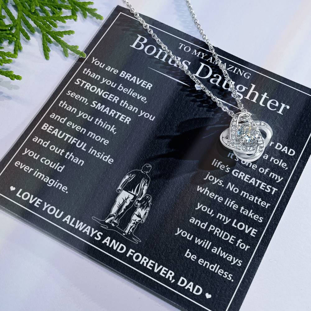 Bonus Daughter Necklace - Love Dad- Love Knot Necklace