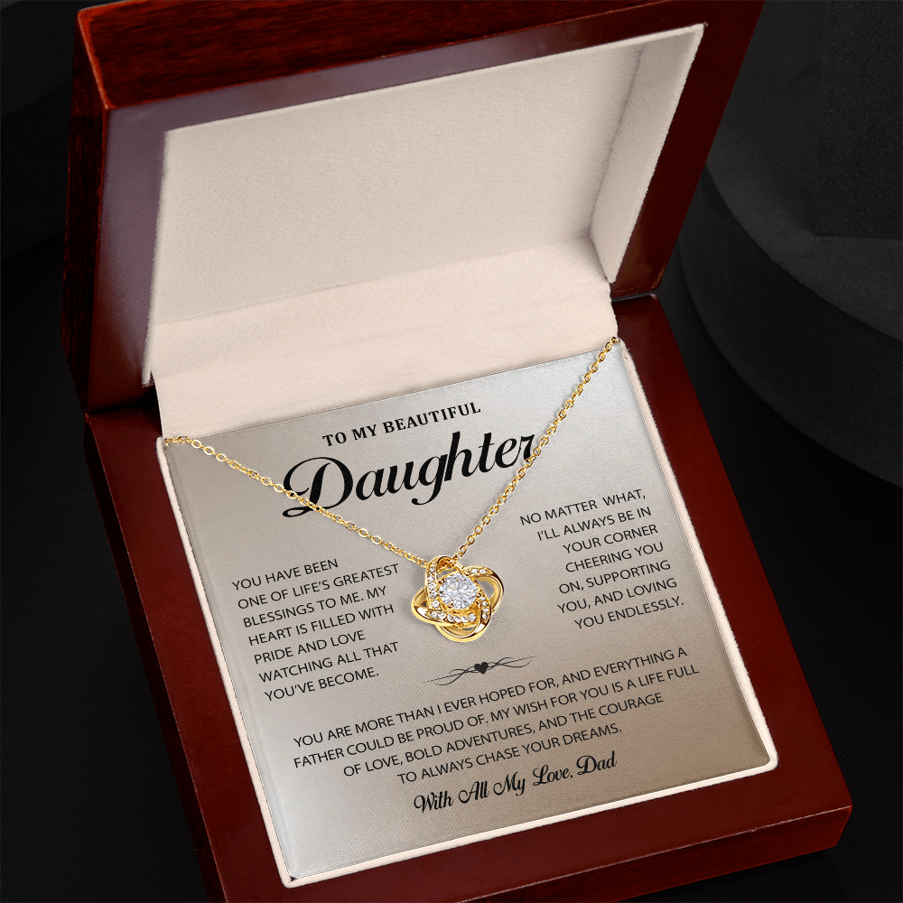 Birthday Love Knot Necklace Gifts Bonus Daughter, Necklace for Step Daughter, Jewelry Gifts for Daughter