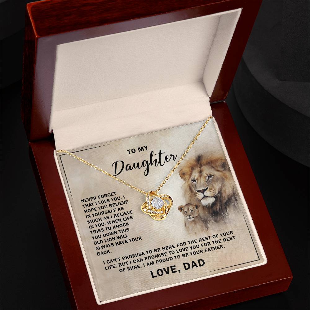To My Daughter from Dad, Love knot Necklace Success Gift to daughter from Dad