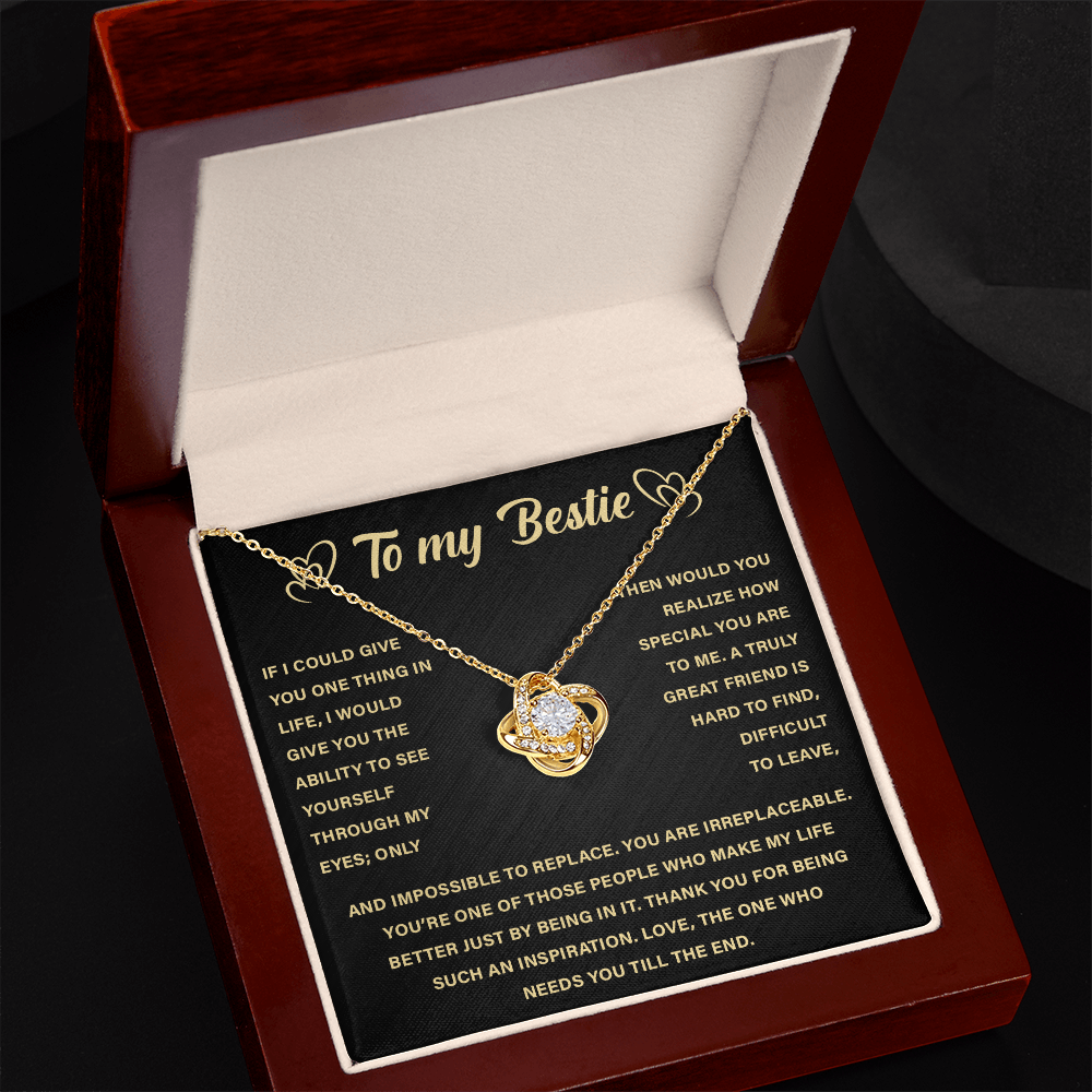 To My Bestie - I Am So Thankful for Our Friendship - Love Knot Necklace