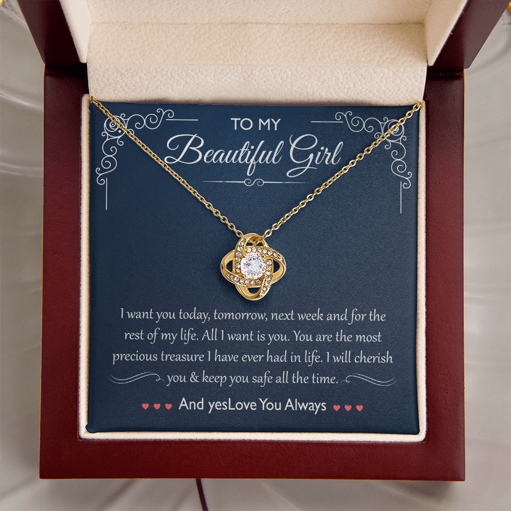 To My Girlfriend Necklace Romantic Gift for Her with Heartfelt Message Card & LED Gift Box