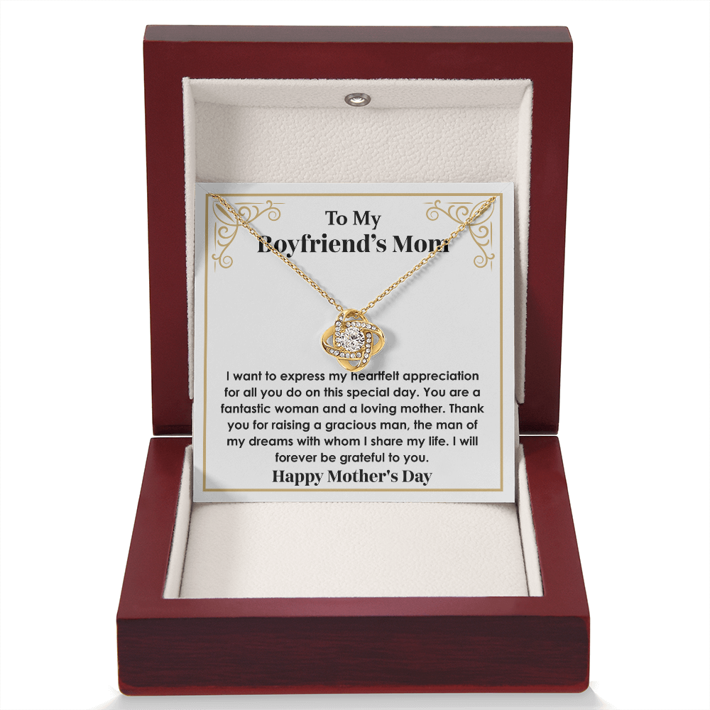 Gift for Boyfriend's Mom – Stunning Love Knot Necklace with Gift-Ready Box, A Thoughtful & Elegant Present