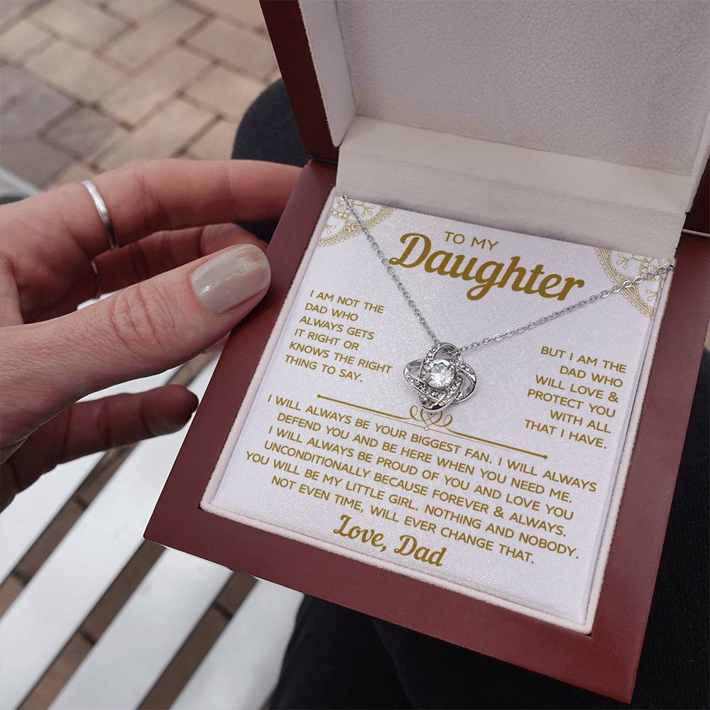 To My Daughter- Love Knot Necklace, Dad's Heartfelt Message for Daughter