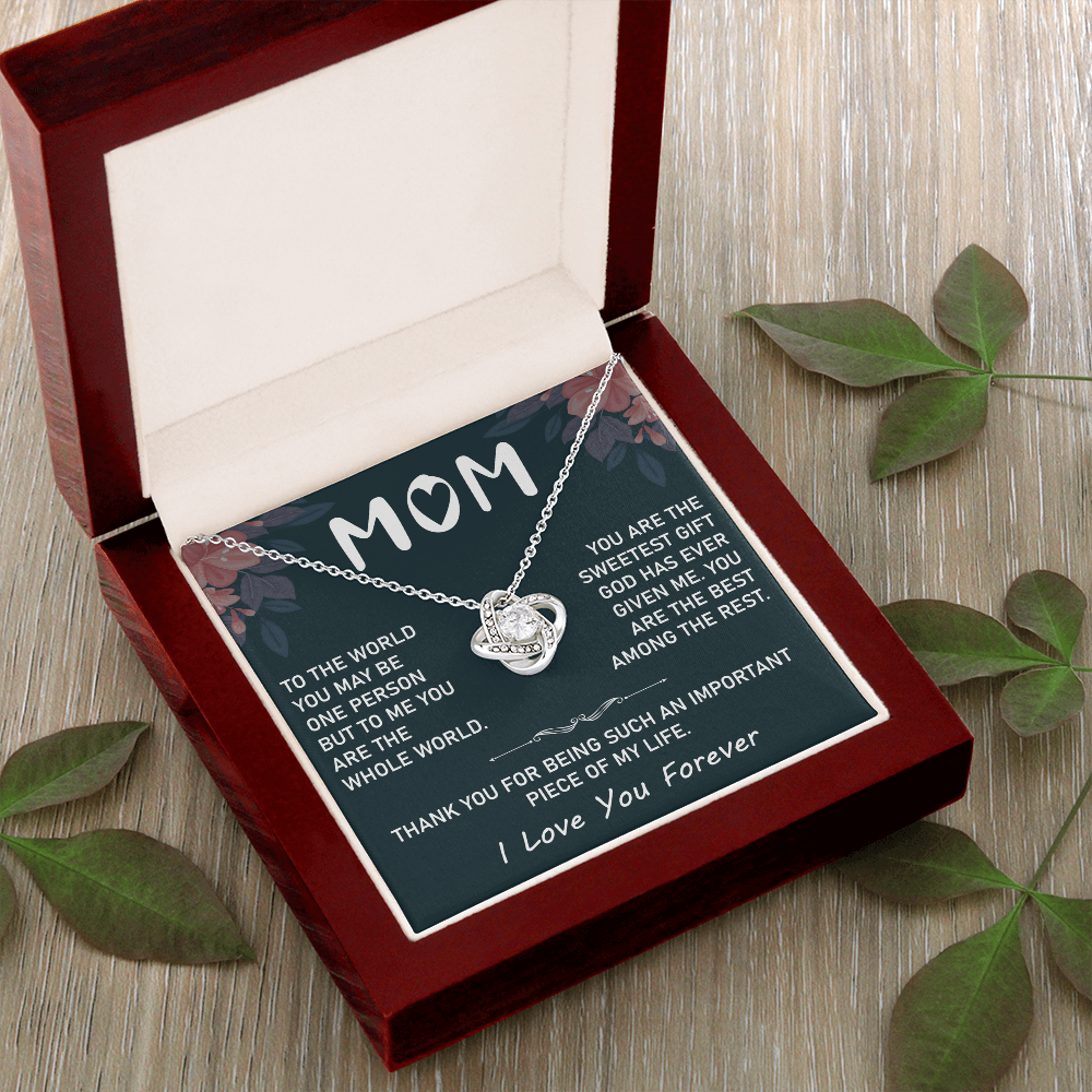 To My Mom Necklace – Stunning Love Knot Design, Thoughtful New Mom Gift from Son
