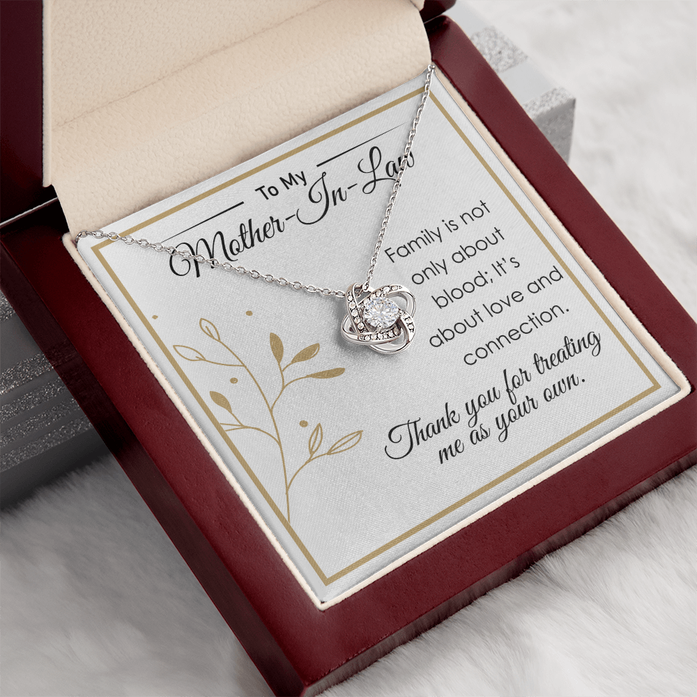To My Mother-in-Law Necklace – Elegant Love Knot Necklace with Sentimental Message, Perfect Gift for Mother-in-Law