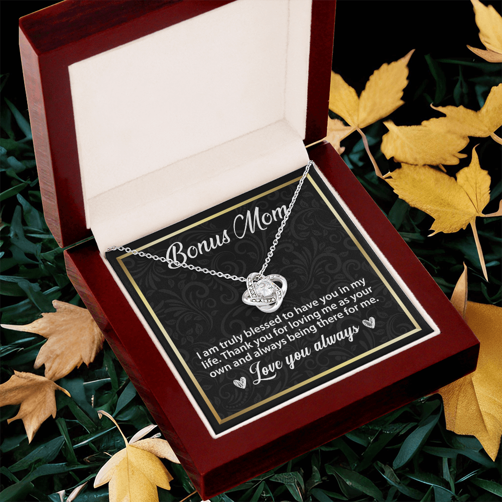 To My Bonus Mom Gifts, Gifts for a Step Mom - Love Knot Necklace for Mother's Day, Mom Jewelry Gifts