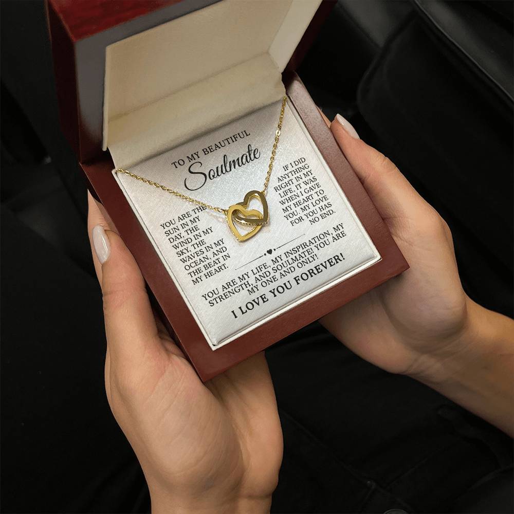 Interlocked Heart Necklace for my love, girlfriend, future wife Silver and Yellow Gold