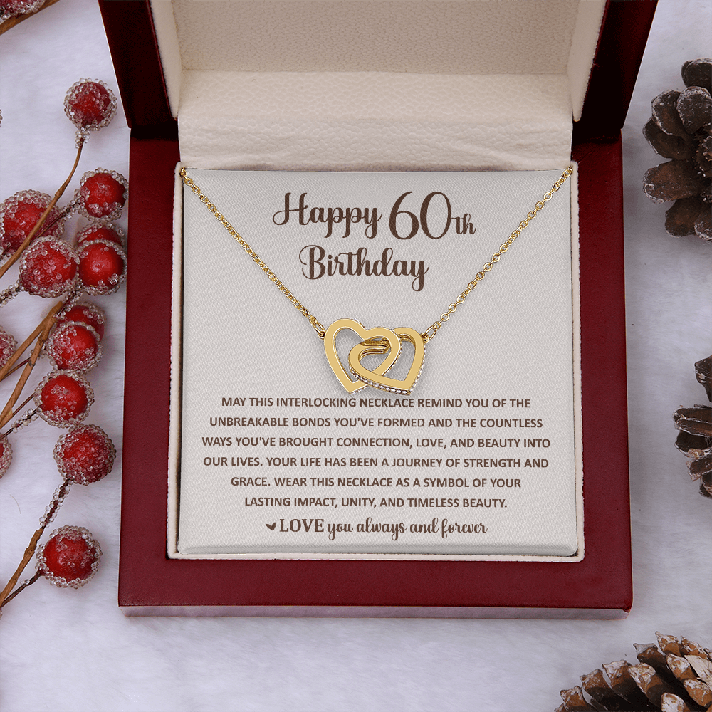 60th Birthday Memories Interlocking Heart Necklace Gift
