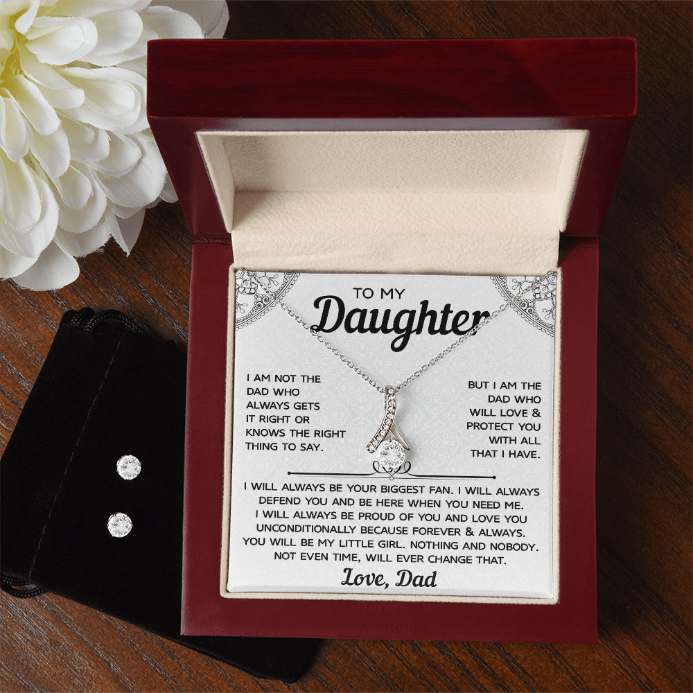 To My Daughter – Alluring Beauty Necklace & Earring Set, A Cherished Gift from Dad