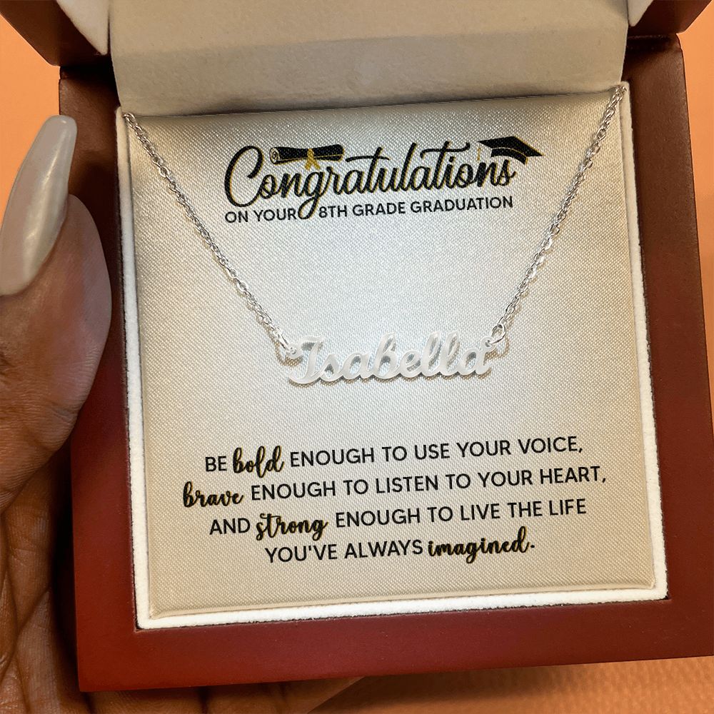 Graduation Day Necklace for Daughter PERSONALISED NAME NECKLACE Polished Stainless Steel