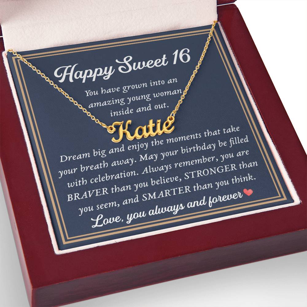 Birthday Gift For Sweet 16 - Custom Name Necklace
