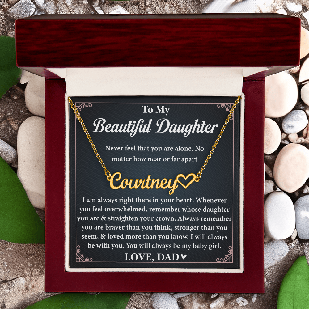 To My Daughter, Name Necklace From Dad With Heartfelt Message