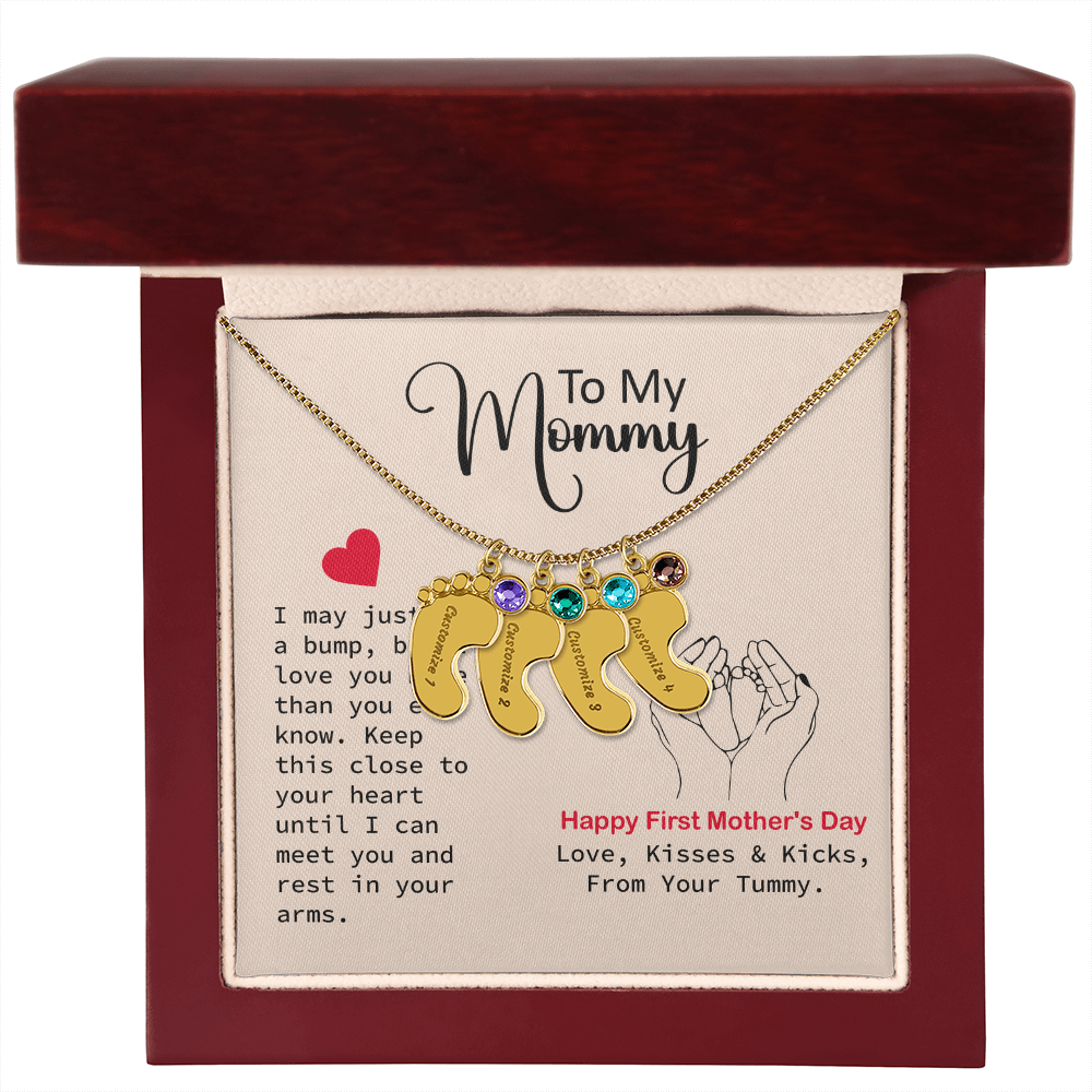 To My Mama to Be Baby Feet Necklace – Heartfelt Pregnancy Gift for Expecting Mom, Baby Shower Gift from Bump