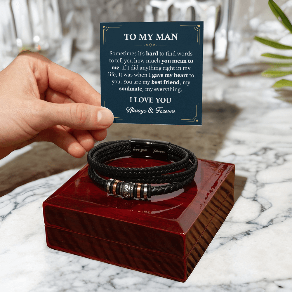 To My Man Leather Bracelet Gift, Husband Gift From Wife